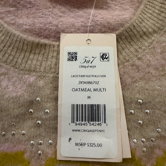 Cinq à Sept Women's Lace Fair Isle Pullover Size M - Picture 10 of 10